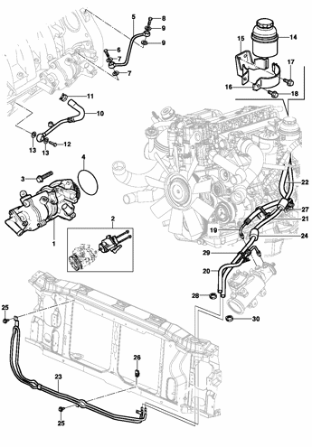 Imagem de Bomba e linha da direção hidráulica - Motor diesel MWM LJ6/LLK