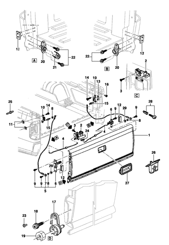 Imagem de Tampa da caçamba e componentes - Pick-up