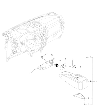 Imagem de Console e painel de instrumentos (2017–2024) com acessórios e acabamento interno