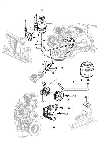 Imagem de Bomba e linha da direção hidráulica - Motor gasolina LDX 