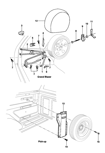 Imagem de Suporte da roda reserva - Pick-up - GrandBlazer