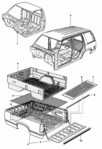Imagem de Cabine, carroceria e caçamba