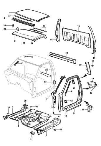Imagem de Painel do teto, lateral e assoalho - Pick-up - GMC 6100 - 6150