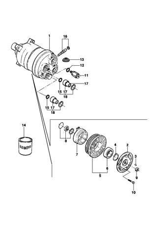 Imagem de Compressor de ar e componentes