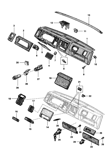 Imagem de Cobertura do painel de instrumentos e componentes