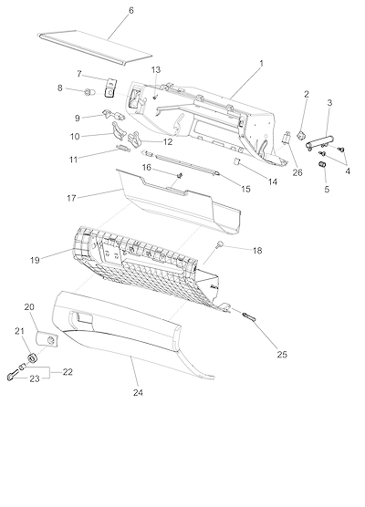 Imagem de Painel e instrumentos com porta-luvas e compartimento do painel de instrumentos