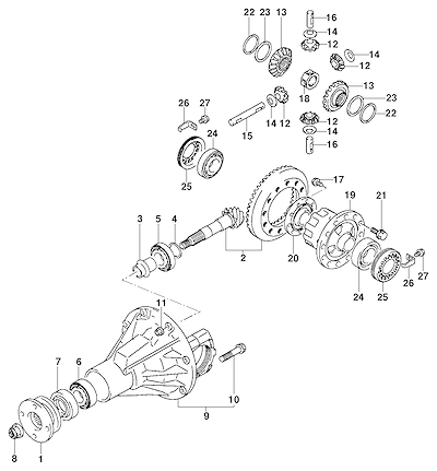 Imagem de Diferencial do eixo traseiro para motor diesel (2001) e gasolina (2007)
