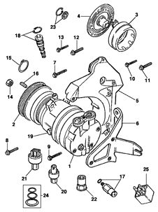 Imagem de Compressor e componentes do ar condicionado
