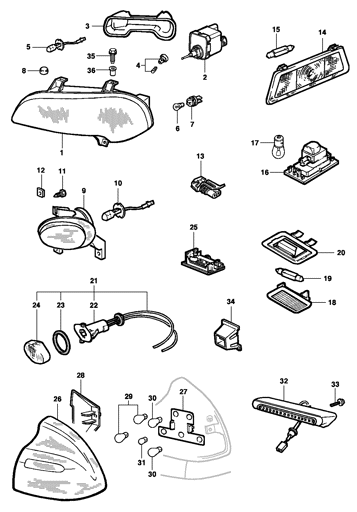 Imagem de Faróis, lanternas e fixações