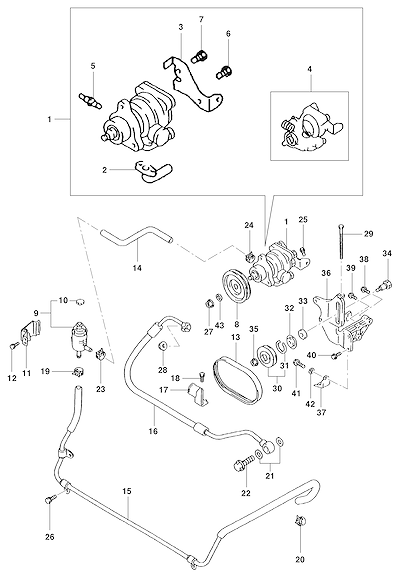 Imagem de Bomba e linha da direção hidráulica motor diesel (2001)