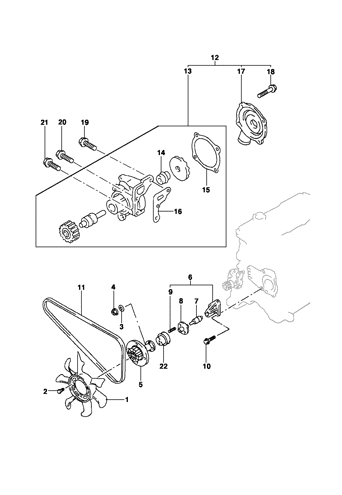 Imagem de Bomba de água e ventilador - Motor diesel ano 2001/2001
