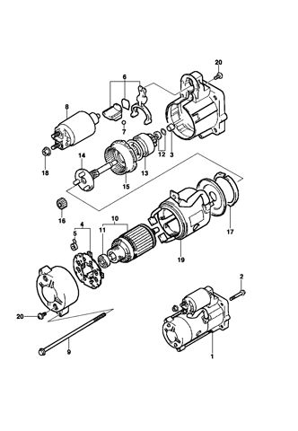 Imagem de Motor de partida e componentes - Motor diesel ano 2002/