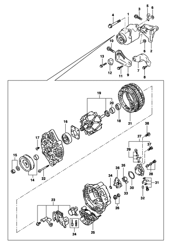 Imagem de Alternador e componentes - Motor diesel ano 2001/2001