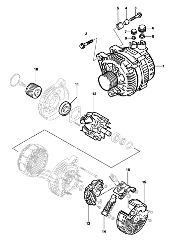 Imagem de Alternador e componentes - Motor diesel ano 2002/