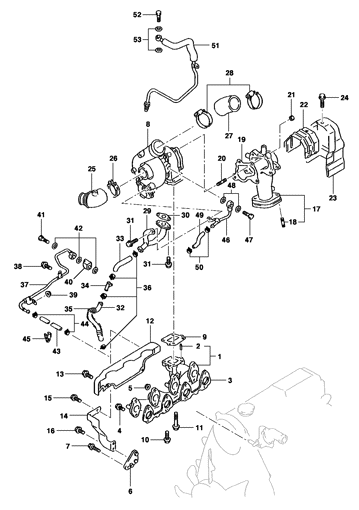 Imagem de Coletor de escapamento e turbocompressor - Motor diesel ano 2001/2001