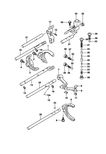 Imagem de Eixo e garfo de mudanças da transmissão mecânica - Motor diesel ano 2001/2001