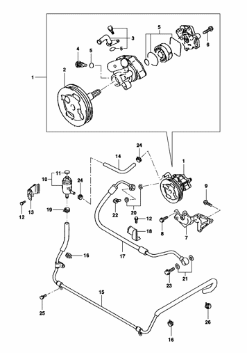 Imagem de Bomba e linha da direção hidraúlica - Motor gasolina