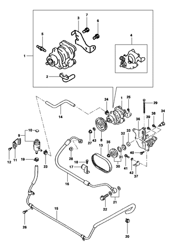 Imagem de Bomba e linha da direção hidraúlica - Motor diesel ano 2001/2001