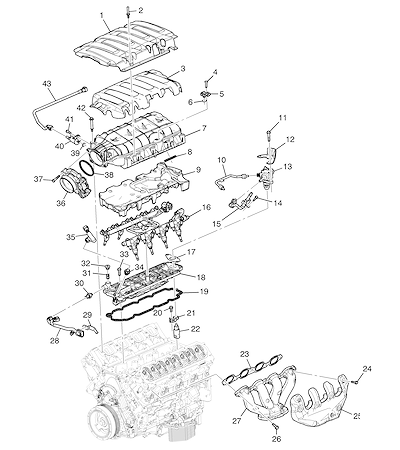 Imagem de Coletor e peças relacionadas ao motor 6.2L V8 (LT1/6,2-7)