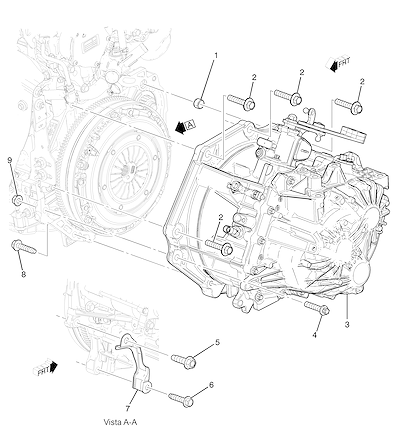 Imagem de Fixação do motor e transmissão manual (MM1, exc MNU)