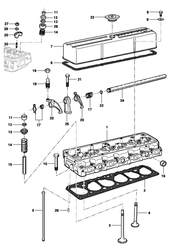 Imagem de Cabeçote e válvulas do motor 6 cilindros