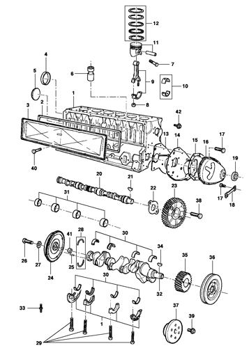 Imagem de Bloco e árvore de manivelas do motor