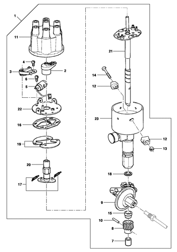 Imagem de Distribuidor de ignição convencional - motor 4 cilindros