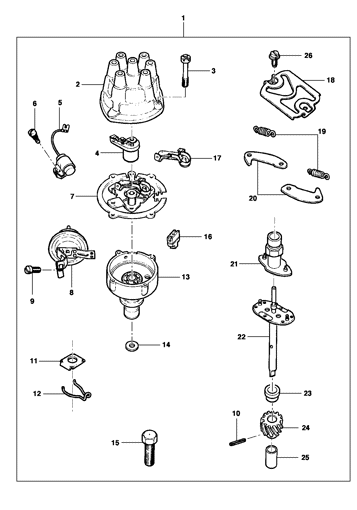 Imagem de Distribuidor de ignição convencional - motor 6 cilindros