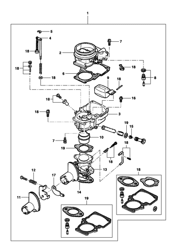 Imagem de Carburador de corpo simples - DFV motor 4 cilindros