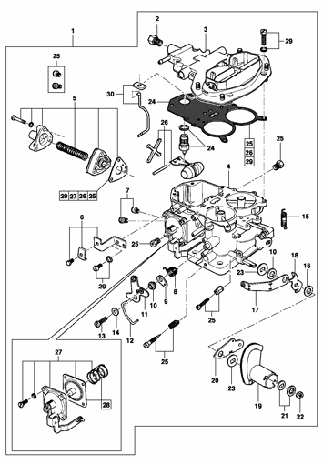 Imagem de Carburador de corpo duplo - Solex motor 4 e 6 cilindros