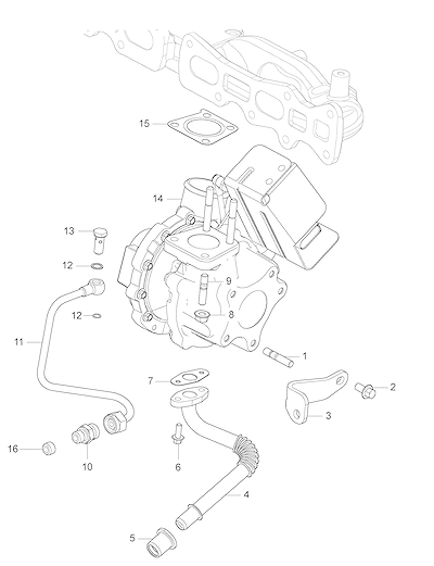 Imagem de Turboalimentador e componentes de alimentação e vedação de óleo (18 mm)