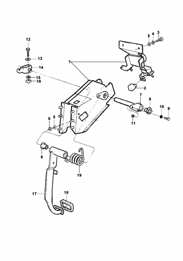 Imagem de Suporte dos pedais e pedal do freio