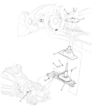 Imagem de Controles e alavancas da transmissão manual (M13) com botões e suportes variados
