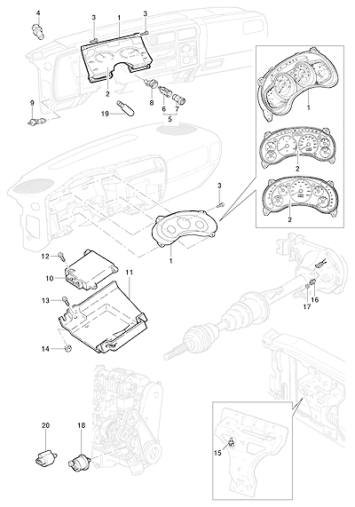 Imagem de Instrumentos do painel, lâmpadas, sensores e acessórios de fixação