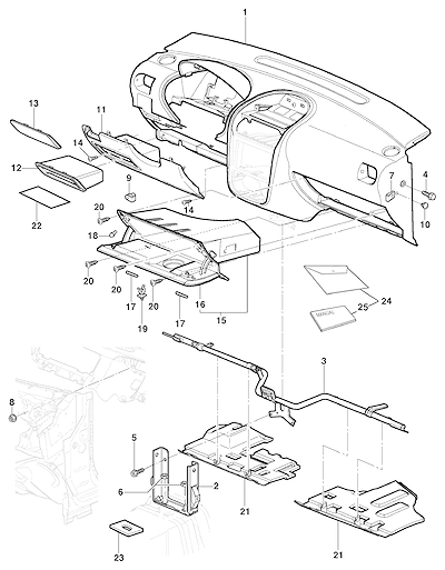 Imagem de Cobertura e acabamento do painel de instrumentos e porta-luvas para sedan, hatch e pick-up