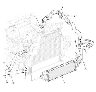 Imagem de Sistema intercooler do turbo alimentador 1.4P com mangueiras e sensores de pressão