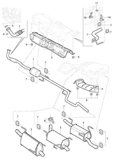 Imagem de Escapamento para motores diesel com silenciadores e suportes traseiros