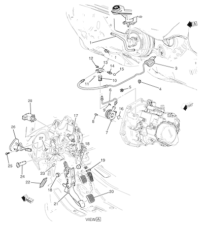 Imagem de Pedal e cilindros da embreagem (transmissão manual MXP) (2012)