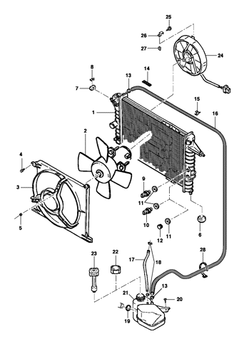Imagem de Radiador, ventilador e reservatório de água