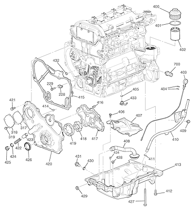 Imagem de Conjunto motor 2.4L L4 com bomba de óleo, cárter e peças relacionadas