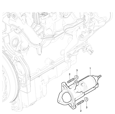 Imagem de Suporte e motor de arranque com parafusos específicos
