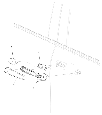 Imagem de Componentes da maçaneta externa da porta dianteira lado passageiro (2018–2024)