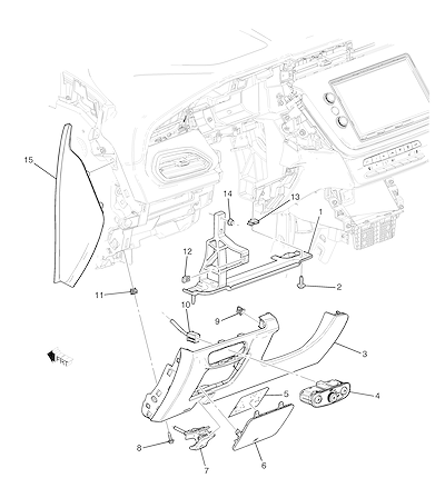 Imagem de Painel de instrumentos inferior esquerdo com tampa, chicote, suporte e airbag