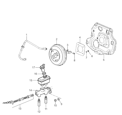Imagem de Servomotor e cilindro mestre do freio (2001–2005) J41