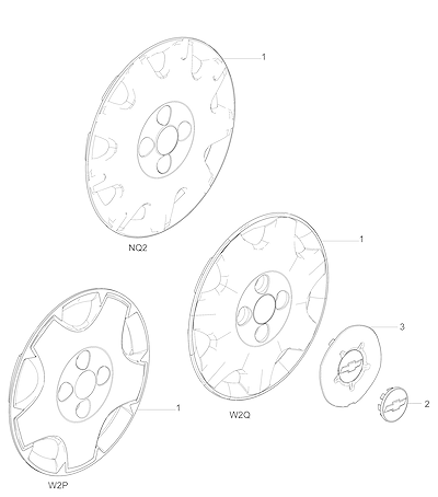 Imagem de Rodas e tampas rodas (X88) com calotas e cubos variados