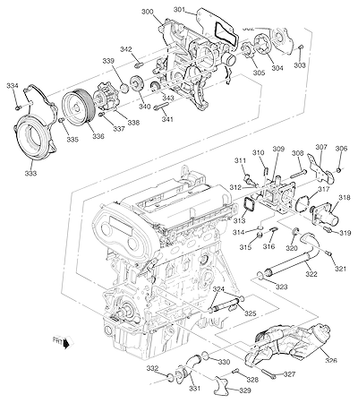 Imagem de Tampa dianteira, arrefecimento e sistema de óleo motor 1.6L L4 (LFJ)