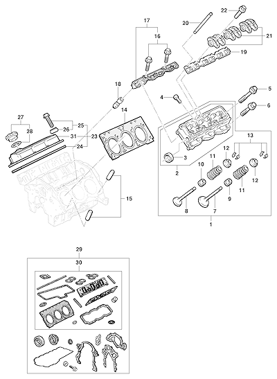 Imagem de Cabeçote do motor e componentes (1999–2004)