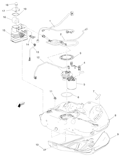 Imagem de Tanque de combustível e sistema de emissões evaporativas com acessórios completos
