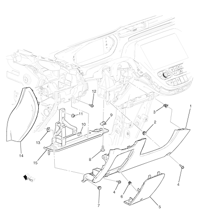 Imagem de Painel de instrumentos inferior esquerdo (2017–2021) e suporte airbag