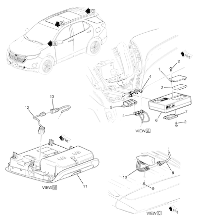 Imagem de Sistema de comunicação Chevystar com módulo, antena, microfone e fiação elétrica